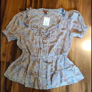 Sheer Lavender Gray Floral Top